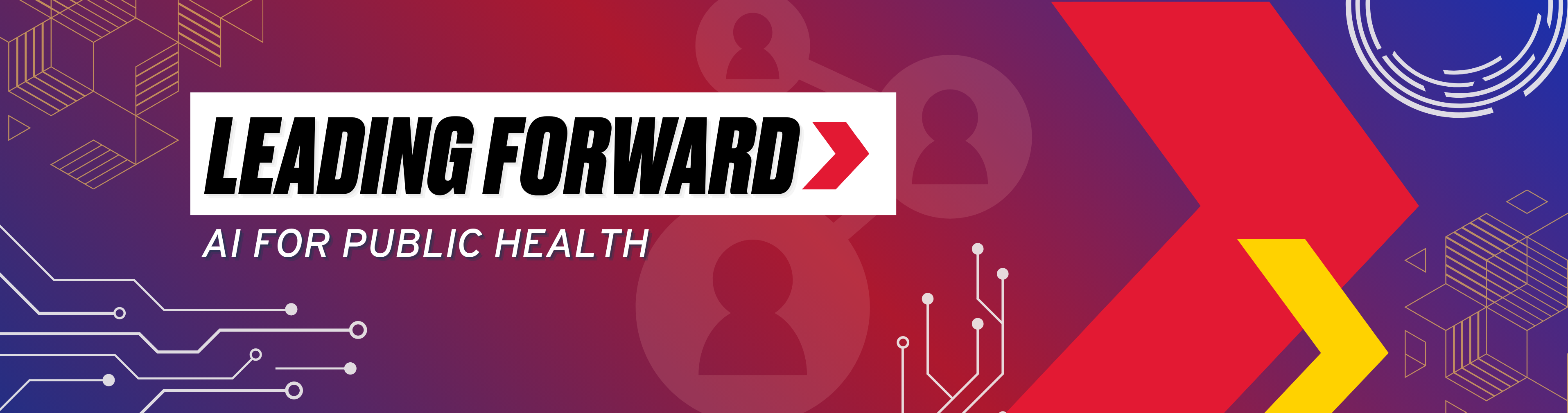 UMD banner stating "Leading Forward" to promote AI based public health information