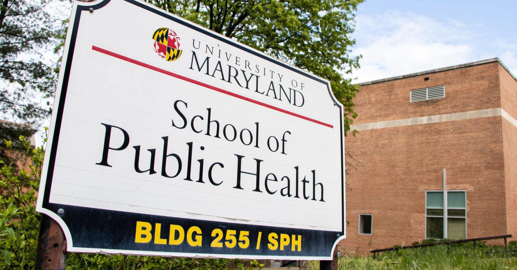 The School of Public Health building entrance on May 6, 2020