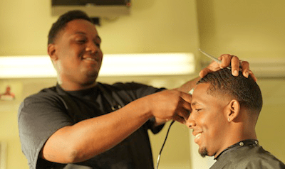 Black men in barbershop