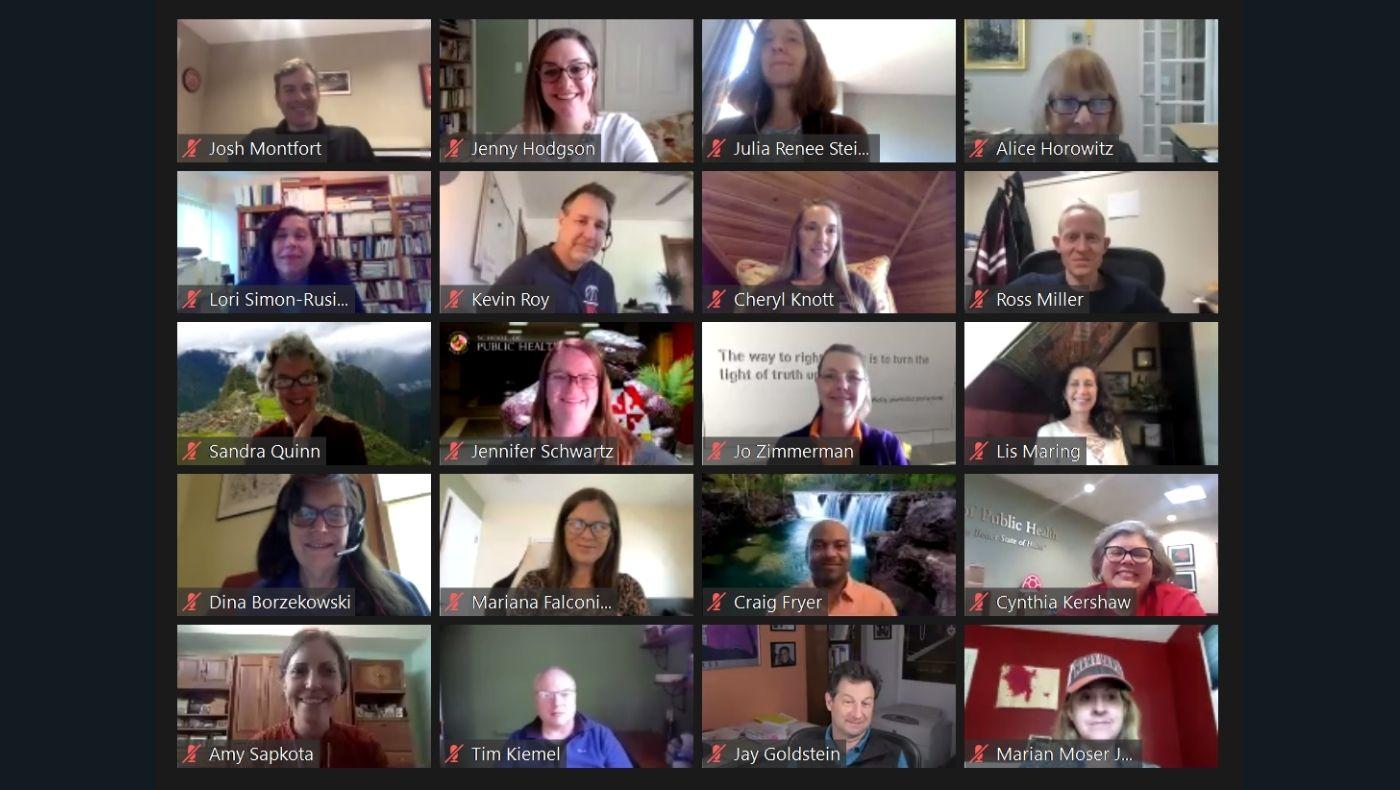 SPH faculty and staff in 2021 Spring Assembly via Zoom from the University of Maryland. 