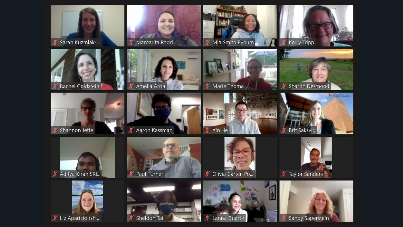 SPH faculty and staff in 2021 Spring Assembly via Zoom from the University of Maryland. 