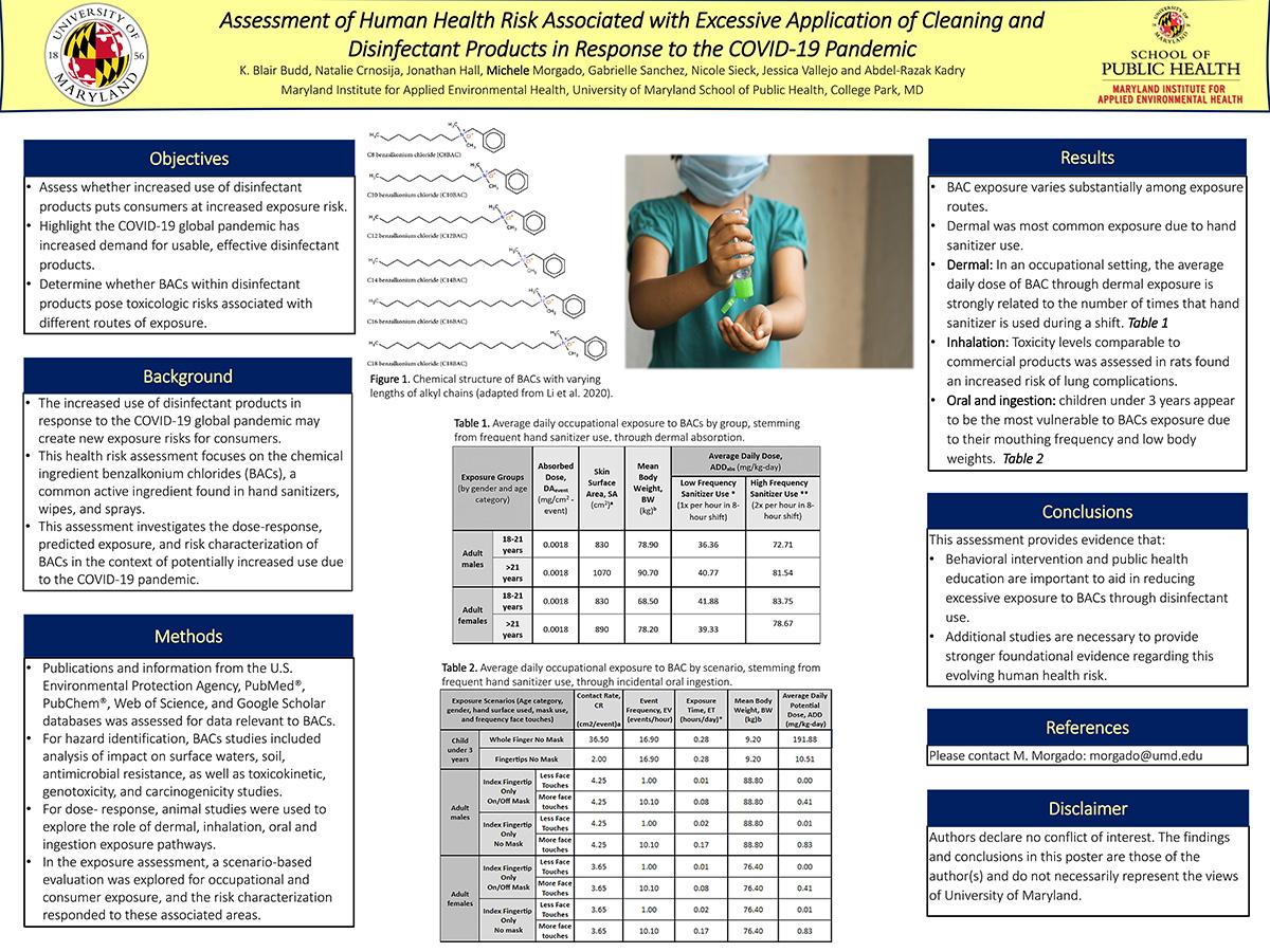 Assessment of Human Health Risk Associated with Excessive Application of Cleaning and Disinfectant Products in Response to the COVID 19 Pandemic research poster